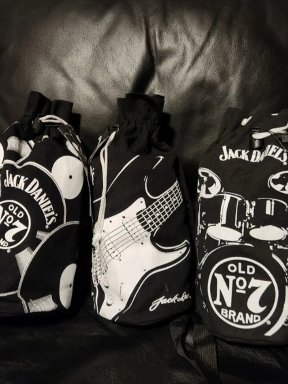 Jack Daniel's Limited Edition Series Rock N Roll Canvas Drawstring Bag Set Of 3